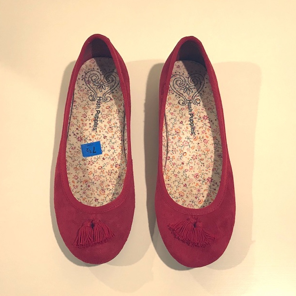 Hush Puppies Red Suede Ballerina Flats 7.5